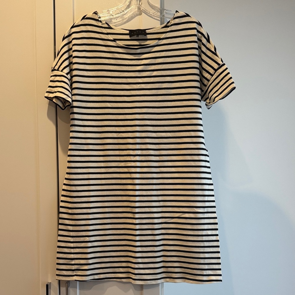 Hatch Maternity The Afternoon Dress in Black and White Stripe One Size